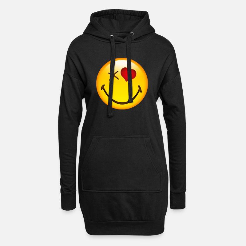 Smiley Love - Hoodie-Kleid - Schwarz