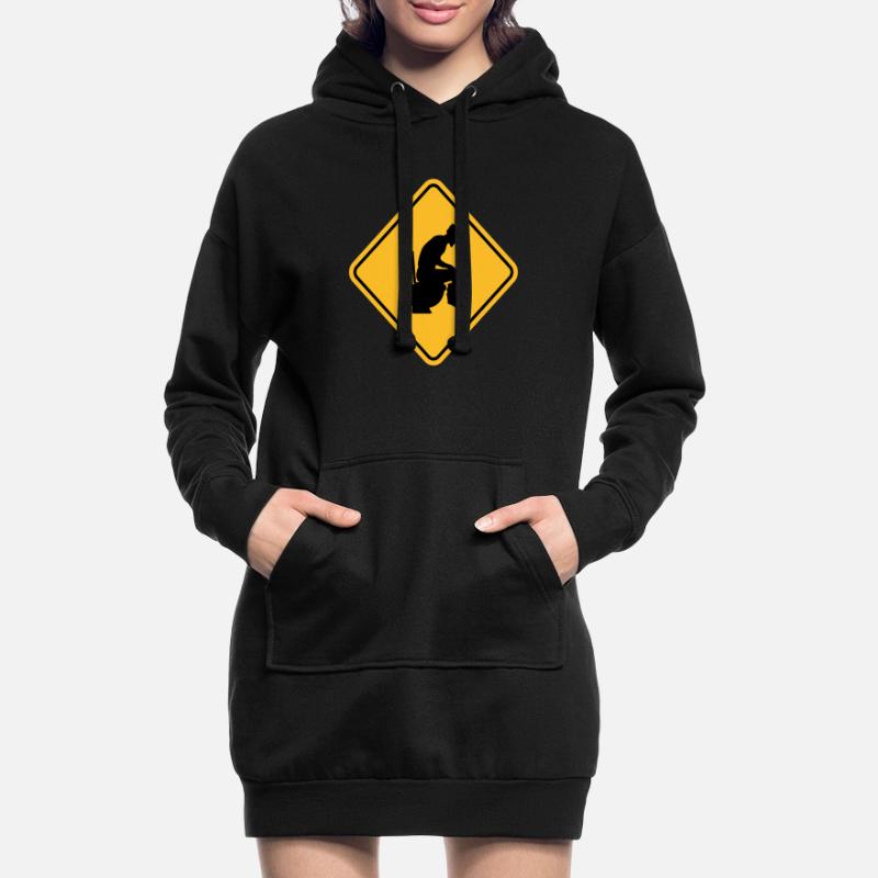 logo bouclier interdit zone dangereuse de prudence Sweat-shirt à capuche long Femme