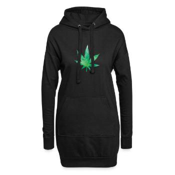 leaf weed - Hoodie-Kleid - Schwarz - Vorne