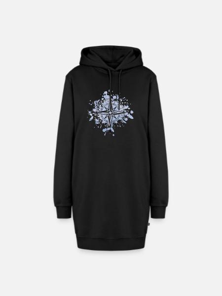 design kompass - Hoodie-Kleid - Schwarz