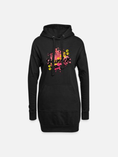 mit den hunden geht design - Hoodie-Kleid - Schwarz