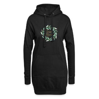 eukalyptus_wreath_kopieren_tbr - Hoodie-Kleid - Schwarz - Vorne
