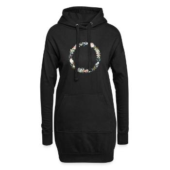 Couronne florale personnalisable blanc vert rose - Sweat-shirt à capuche long Femme - noir - Devant