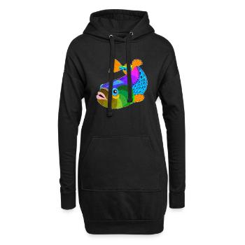 Fisch / Fisch - Hoodie-Kleid - Schwarz - Vorne