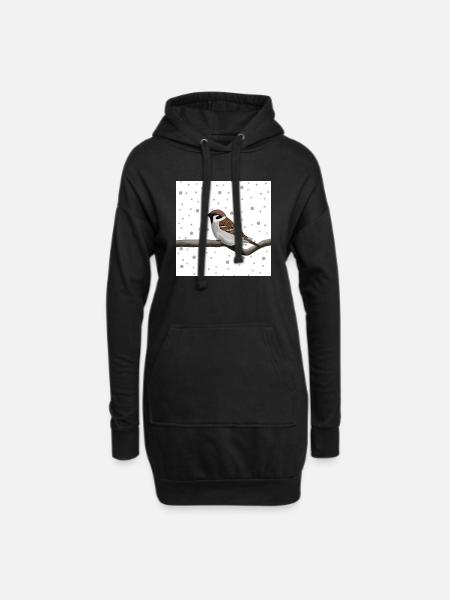 Moineau oiseau animal cadeau femmes hommes - Sweat-shirt à capuche long Femme - noir