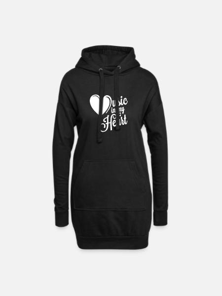 Musik in meinem Herzen - Hoodie-Kleid - Schwarz