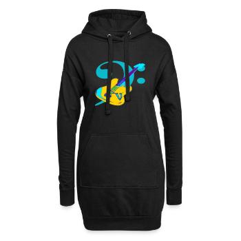 Bass Guitar Music Notes Clef - Hoodie-Kleid - Schwarz - Vorne