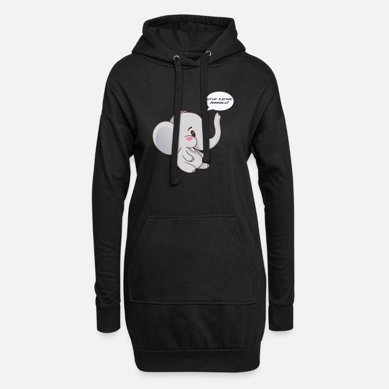 Stop eating Animals! - Hoodie-Kleid - Schwarz
