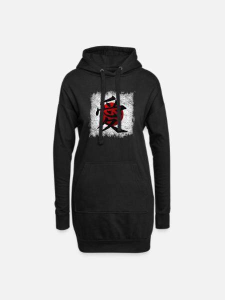 Japanese Love Kanji - Hoodie Dress - black