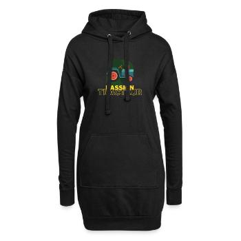Passion tracteur - Sweat-shirt à capuche long Femme - noir - Devant