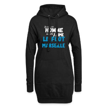 J'aime le foot et Marseille cadeau humour - Sweat-shirt à capuche long Femme - noir - Devant
