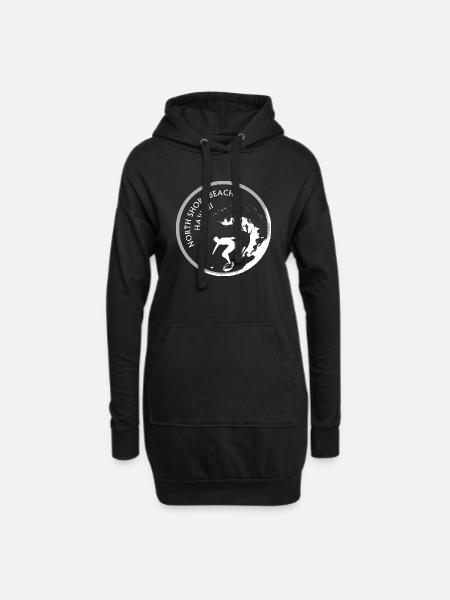 North Shore Beach, Hawaii, Surfer surft - Hoodie-Kleid - Schwarz