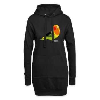 Papagei gelb, grün & orange - Hoodie-Kleid - Schwarz - Vorne