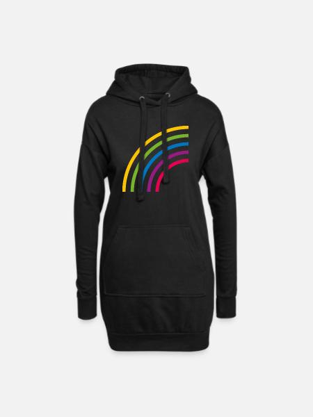 HALBER REGENBOGEN LINIEN - Hoodie-Kleid - Schwarz