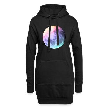 Mond in Pastell Regenbogen - Hoodie-Kleid - Schwarz - Vorne