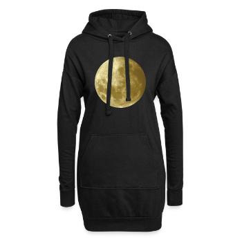 Mond in Gold - Hoodie-Kleid - Schwarz - Vorne