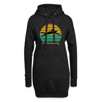 Natation - Sweat-shirt à capuche long Femme - noir - Devant
