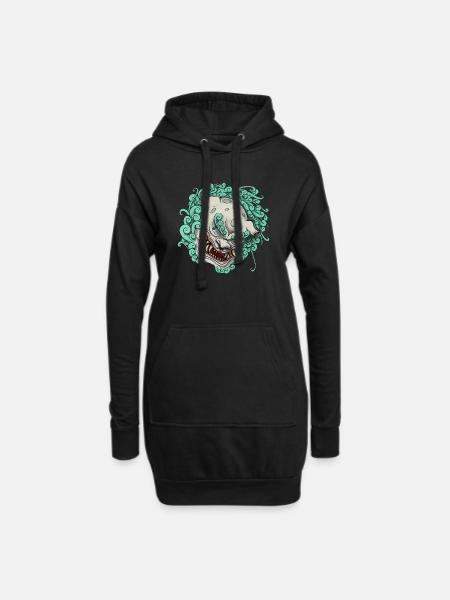 Tibetischer Schneelöwe - Hoodie-Kleid - Schwarz