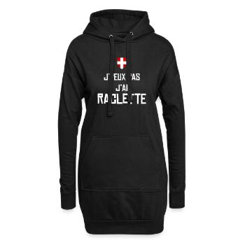 J'peux pas j'ai raclette - Sweat-shirt à capuche long Femme - noir - Devant