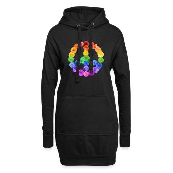 Blumen Peace Flowerpower - Hoodie-Kleid - Schwarz - Vorne