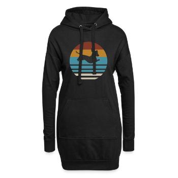 Dackel Dackel hund Silhouette Retro Geschenk - Hoodie-Kleid - Schwarz - Vorne