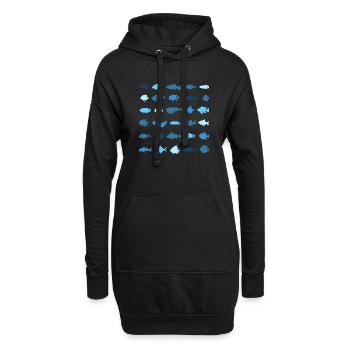 Les petits poissons - Sweat-shirt à capuche long Femme - noir - Devant