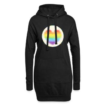 Regenbogen Herz mit Konfetti bunt - Hoodie-Kleid - Schwarz - Vorne