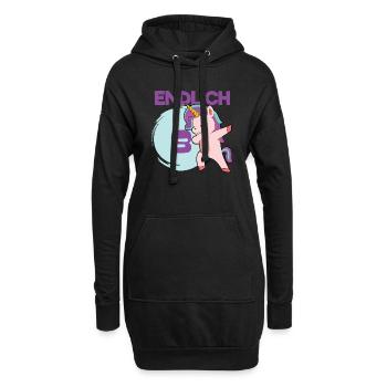 Endlich 8 Dabbing Einhorn - Hoodie-Kleid - Schwarz - Vorne