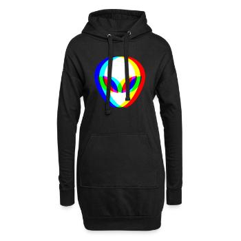 Alien Head Trippy Techno DJ Raver Glitch - Hoodie-Kleid - Schwarz - Vorne