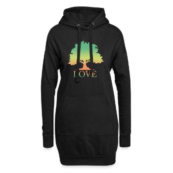 Love, Natur, Wald, Baum, Ich liebe Bäume, Umwelt - Hoodie-Kleid - Schwarz - Vorne