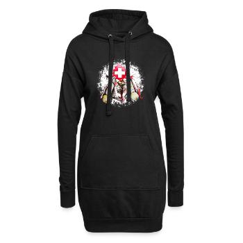 Vache d'hérens eringer suisse - Sweat-shirt à capuche long Femme - noir - Devant