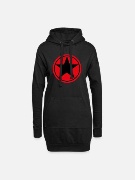 Schwarzer Stern auf rotem Hintergrund Pentagramm . - Hoodie-Kleid - Schwarz