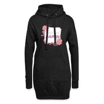 Bonne fête maman Style POST IT - Sweat-shirt à capuche long Femme - noir - Devant