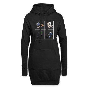 Never Schmiede 90s 90s Never forget gift - Hoodie-Kleid - Schwarz - Vorne