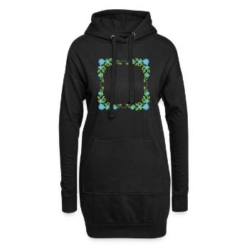 Cadre de couronne de fleurs - Sweat-shirt à capuche long Femme - noir - Devant