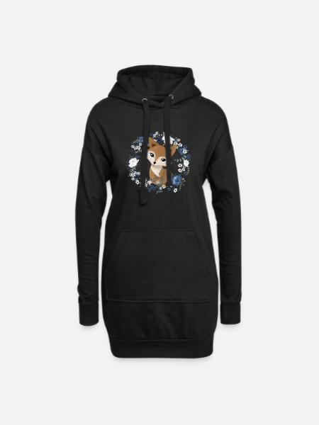 Fleur de renard - Sweat-shirt à capuche long Femme - noir