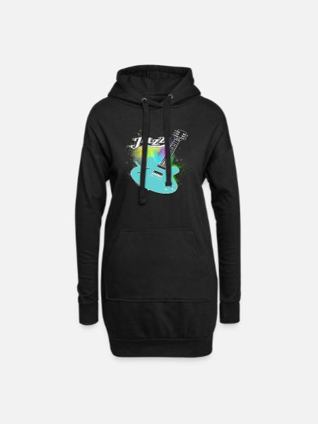 Jazz Guitar Splash Blue - Hoodie-Kleid - Schwarz