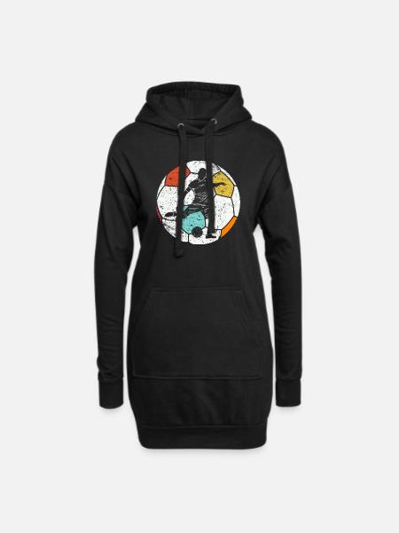 Vintage Fußball Fußballer - Hoodie-Kleid - Schwarz
