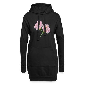 Pivoines roses - Sweat-shirt à capuche long Femme - noir - Devant