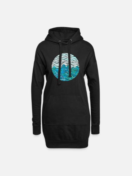 Watercolor Waves - Sweat-shirt à capuche long Femme - noir