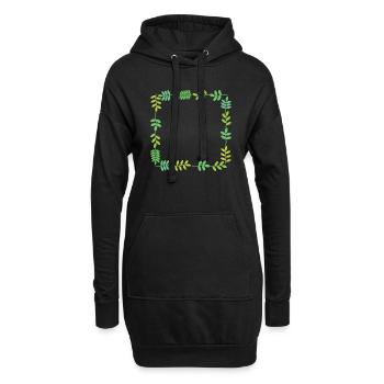 Rahmen mit Blättern - Hoodie-Kleid - Schwarz - Vorne