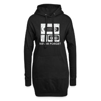 90er Jahre Neunziger Mottoparty Retro - Hoodie-Kleid - Schwarz - Vorne