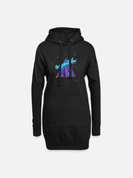Synthwave - Hoodie-Kleid - Schwarz