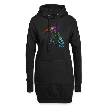 Tête de cheval Cheval Coloré Chevaux - Sweat-shirt à capuche long Femme - noir - Devant