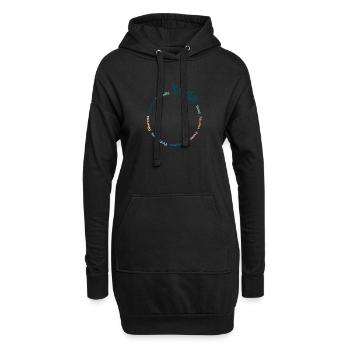 Yoga Wordcloud bunt - Hoodie-Kleid - Schwarz - Vorne