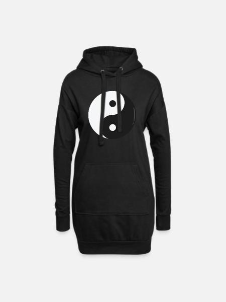 Yin und Yang - Hoodie-Kleid - Schwarz