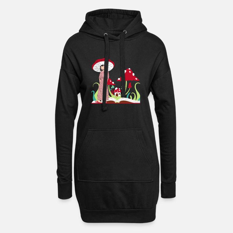 Pilzprinzessin, rote Champignons - Hoodie-Kleid - Schwarz