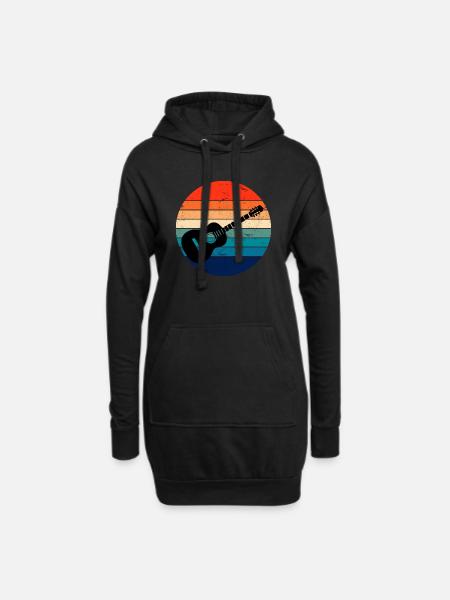 Retro style guitar, for guitarists - Hoodie Dress - black