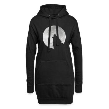 wolf in moon :: Wolf im Mond - Hoodie-Kleid - Schwarz - Vorne