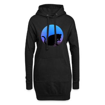 Niedliche Katze, schwarzer Kater als Silhouette - Hoodie-Kleid - Schwarz - Vorne